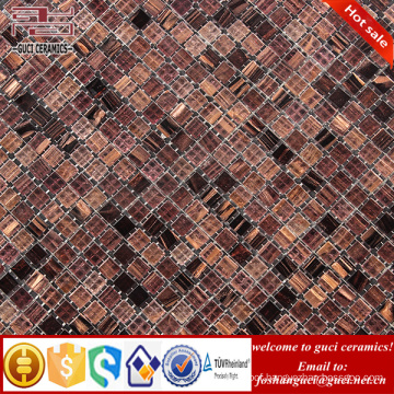 China factory brown Small particles mixed Hot - melt mosaic kitchen floor tile